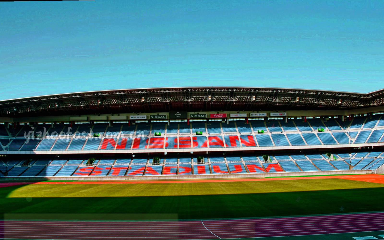 看台灯带与扫描光线构成的抽象速度场景